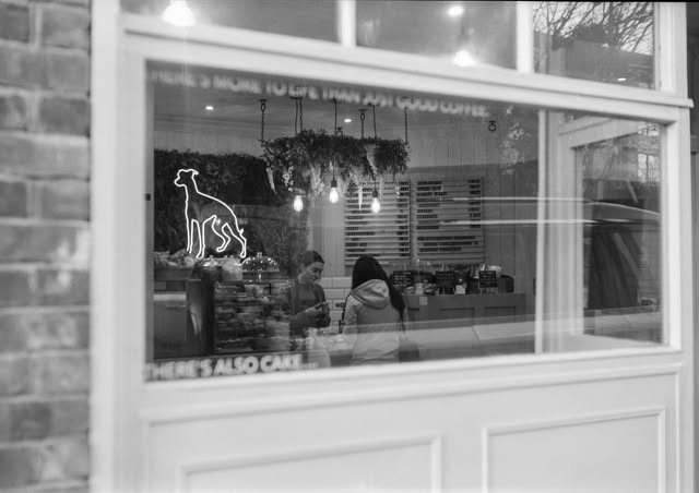 The shopfront of Wired Whippet Coffee on The Green, Ossett